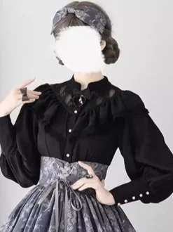 Gothic Lolita Blouses Ruffles Lace Long Sleeves Blouse Lolita Top Lace Ecru White Lolita Shirt
