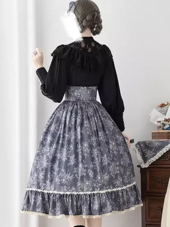 Gothic Lolita Blouses Ruffles Lace Long Sleeves Blouse Lolita Top Lace Ecru White Lolita Shirt