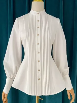 Gothic Lolita Blouses Ruffles Lolita Top Long Sleeves Blouse Burgundy Lolita Shirt