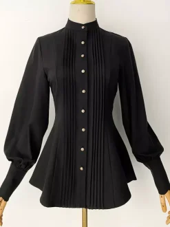 Gothic Lolita Blouses Ruffles Lolita Top Long Sleeves Blouse Burgundy Lolita Shirt