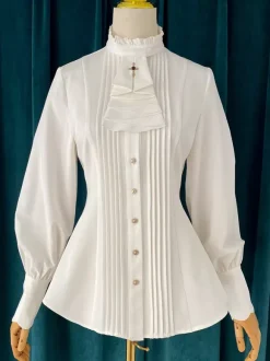 Gothic Lolita Blouses Ruffles Lolita Top Long Sleeves Blouse Burgundy Lolita Shirt