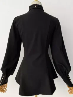 Gothic Lolita Blouses Ruffles Lolita Top Long Sleeves Blouse Burgundy Lolita Shirt