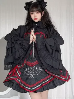 Gothic Lolita Blouses White Lolita Top Long Sleeves Ruffles Lace Lolita Shirt