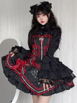 Gothic Lolita Blouses White Lolita Top Long Sleeves Ruffles Lace Lolita Shirt