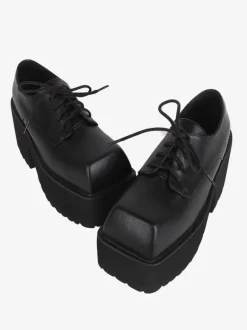 Gothic Lolita Boots Black PU Round Toe PU Leather Lolita Footwear