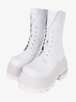 Gothic Lolita Boots PU Leather PU Round Toe White Lolita Footwear