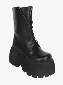 Gothic Lolita Boots PU Leather PU Round Toe White Lolita Footwear