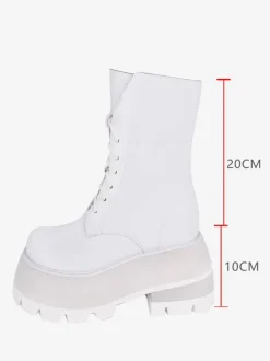 Gothic Lolita Boots PU Leather PU Round Toe White Lolita Footwear