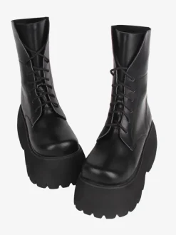 Gothic Lolita Boots PU Leather PU Round Toe White Lolita Footwear