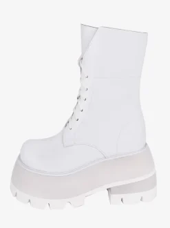 Gothic Lolita Boots PU Leather PU Round Toe White Lolita Footwear