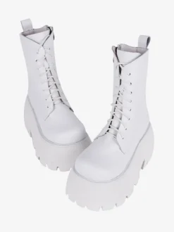 Gothic Lolita Boots PU Leather PU Round Toe White Lolita Footwear