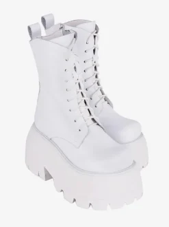 Gothic Lolita Boots PU Leather PU Round Toe White Lolita Footwear