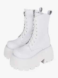 Gothic Lolita Boots PU Leather PU Round Toe White Lolita Footwear