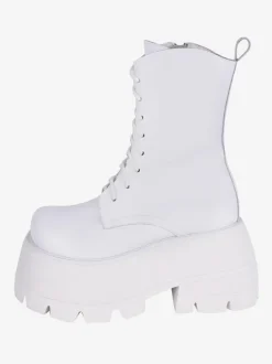 Gothic Lolita Boots PU Leather PU Round Toe White Lolita Footwear