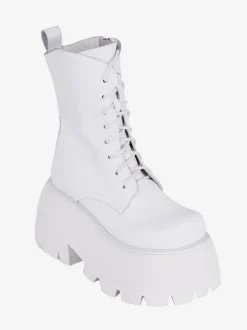Gothic Lolita Boots PU Leather PU Round Toe White Lolita Footwear