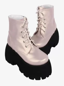Gothic Lolita Boots PU Leather Round Toe Khaki Lolita Footwear