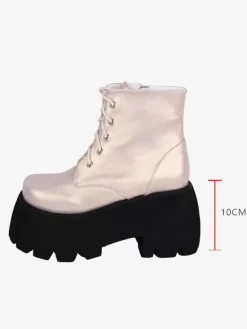 Gothic Lolita Boots PU Leather Round Toe Khaki Lolita Footwear