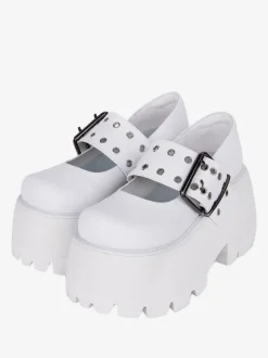 Gothic Lolita Boots PU Leather PU Round Toe Black Lolita Footwear