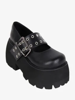 Gothic Lolita Boots PU Leather PU Round Toe Black Lolita Footwear