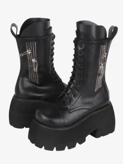 Gothic Lolita Boots White PU Round Toe PU Leather Lolita Footwear