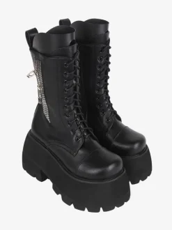 Gothic Lolita Boots White PU Round Toe PU Leather Lolita Footwear