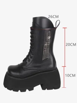 Gothic Lolita Boots White PU Round Toe PU Leather Lolita Footwear