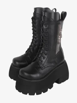 Gothic Lolita Boots White PU Round Toe PU Leather Lolita Footwear