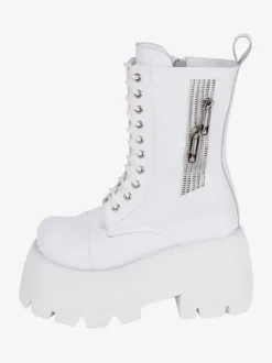 Gothic Lolita Boots White PU Round Toe PU Leather Lolita Footwear