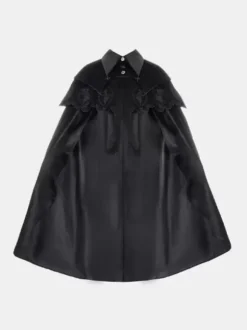 Gothic Lolita Cape Black Polyester Ruffles Winter Lolita Outwears