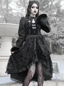 Gothic Lolita Coats Black Coat Overcoat Polyester Winter Lolita Outwears