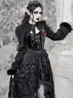 Gothic Lolita Coats Black Coat Overcoat Polyester Winter Lolita Outwears