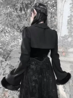 Gothic Lolita Coats Black Coat Overcoat Polyester Winter Lolita Outwears