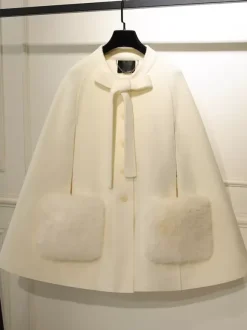 Gothic Lolita Coats Black Coat Bows Color Block Overcoat Polyester Winter Lolita Outwears
