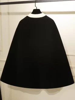 Gothic Lolita Coats Black Coat Bows Color Block Overcoat Polyester Winter Lolita Outwears