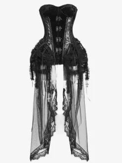 Gothic Lolita Corset For Women Black Lace Up Lace Polyester Lolita Dress