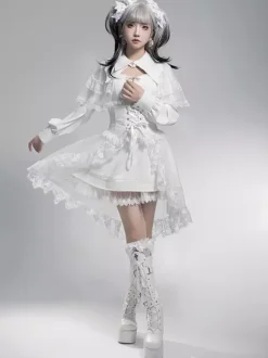 Gothic Lolita Dresses Bows Ruffles White White