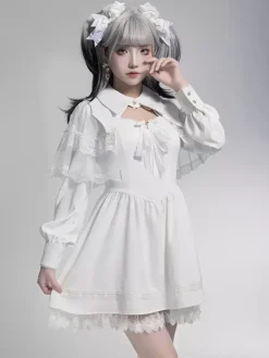 Gothic Lolita Dresses Bows Ruffles White White