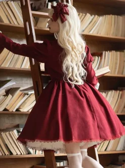 Gothic Lolita Dresses Bows Ruffles Burgundy Burgundy