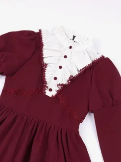 Gothic Lolita Dresses Bows Ruffles Burgundy Burgundy