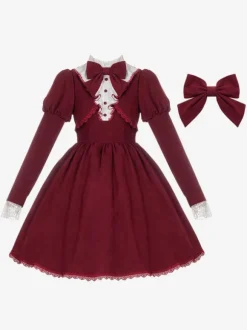 Gothic Lolita Dresses Bows Ruffles Burgundy Burgundy