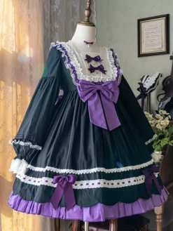 Gothic Lolita Dresses Bows Ruffles Black Green
