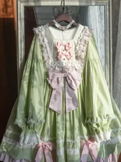 Gothic Lolita Dresses Bows Ruffles Black Green