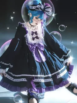 Gothic Lolita Dresses Bows Ruffles Black Green