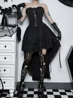 Gothic Lolita Dresses Lace Ruffles Black Black