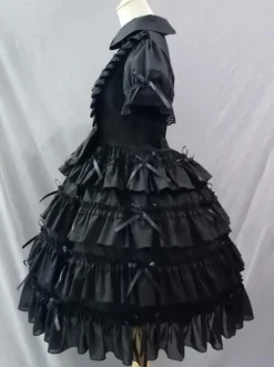 Gothic Lolita Dresses Pleated Bows Black Black