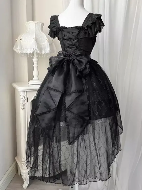 Gothic Lolita Dresses Rose Lace Black Black