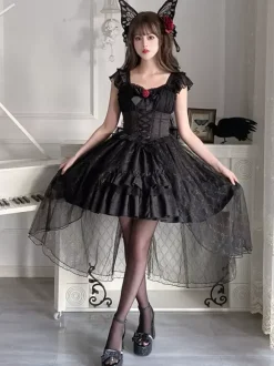 Gothic Lolita Dresses Rose Lace Black Black