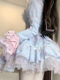 Gothic Lolita Dresses Ruffles Polka Dot Rose Green