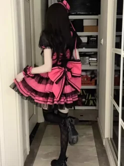 Gothic Lolita Dresses Ruffles Polka Dot Rose Green