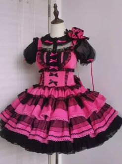 Gothic Lolita Dresses Ruffles Polka Dot Rose Green